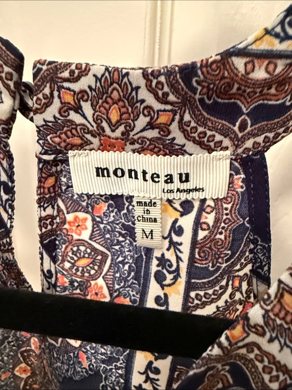 Monteau Navy and Orange Sleeveless Halter Blouse - Picture 3 of 4